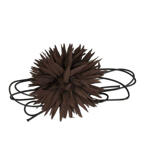 2102618832 Haarband bloem - Veter striklint - Bruin