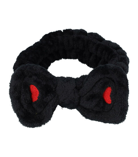 2102921982 Haarband Make-Up – Fluffy Strik 5 cm – Voor Gezichtsverzorging – Zwart