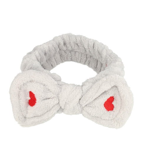 2102921991 Haarband Make-Up – Fluffy Strik 5 cm – Voor Gezichtsverzorging – Grijs