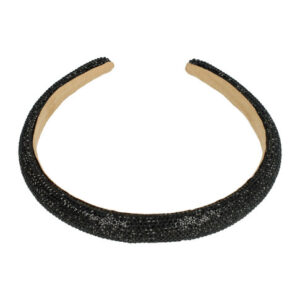 Haarband Diadeem 1,5cm – Dik Gevuld – Glitter Steentjes – Zwart