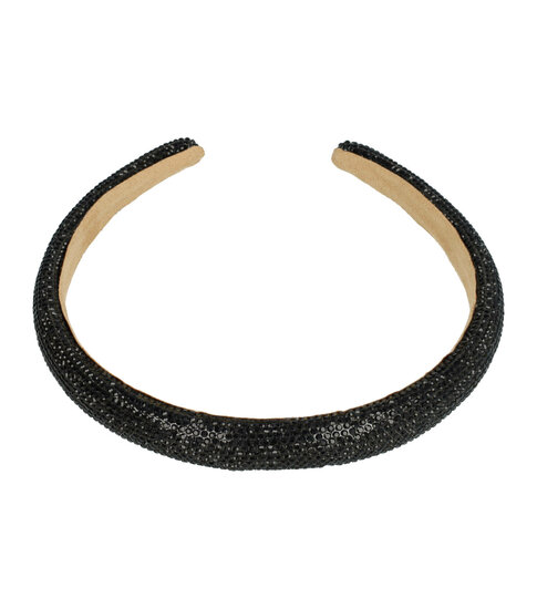 2103369615 Haarband Diadeem 1,5cm – Dik Gevuld – Glitter Steentjes – Zwart