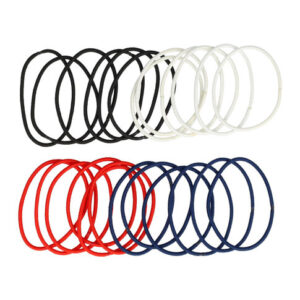 Haarelastieken basic - Dun zonder metaal – Rood wit blauw zwart - Set van 24
