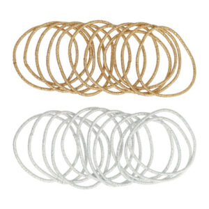 Haarelastieken basic - Dun zonder metaal – Goud zilver - Set van 24
