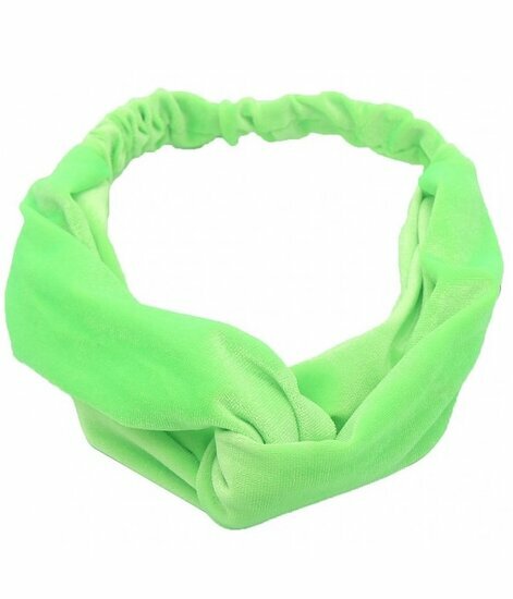 2103576285 Haarband Twist 5cm – Effen Neonkleur – Velvet Stof – Groen