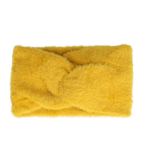 2103784527 Haarband Twist 10cm – Effen Kleur – Gebreide Stof – Geel