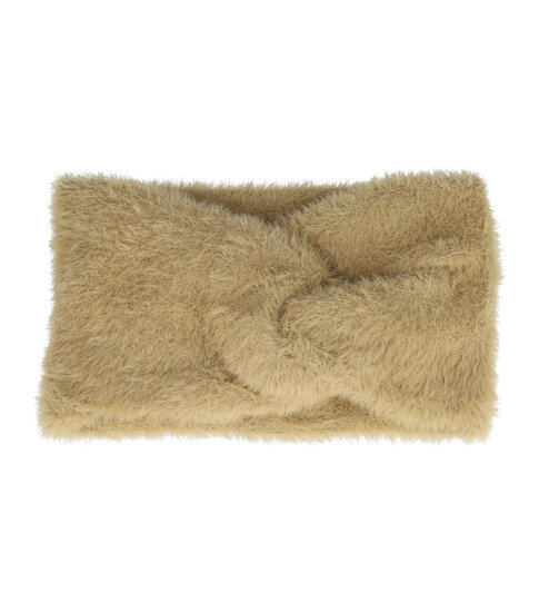 2103785316 Haarband Twist 10cm – Effen Kleur – Gebreide Stof – Beige bruin