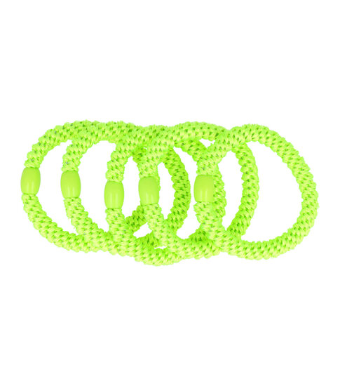 2104232751 Haarelastieken basic - Hair Tie neon - Groen - Set van 5