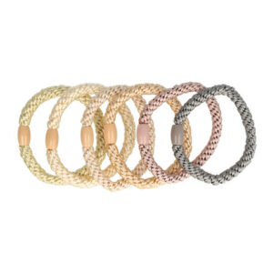 Haarelastieken basic - Hair Tie - Beige bruin crème- Set van 6