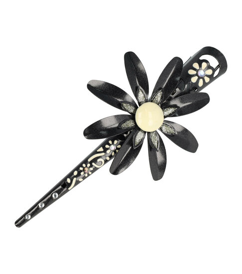 2104254273 Haarspeld Duckklem 13cm – Bloemvorm – Metaal – Zwart
