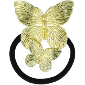 Haarelastiek – Vlinder 5cm – Metaalaccent – Goud Zwart