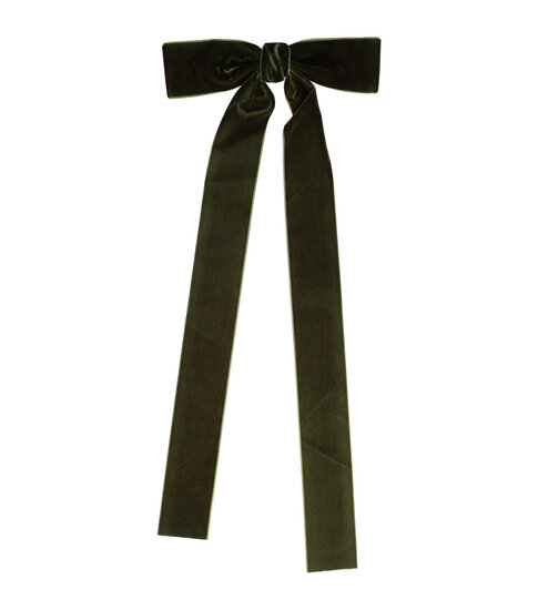 2104417209 Haarspeld Patentspeld Strik 15cm – Velvet Stof – Linten 35cm – Handmade – Groen