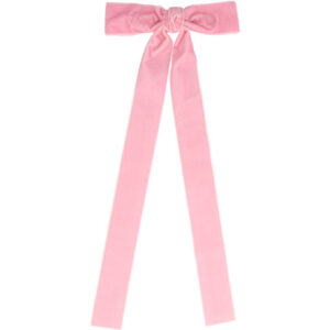 Haarspeld Patentspeld Strik 15cm – Velvet Stof – Linten 35cm – Handmade – Roze