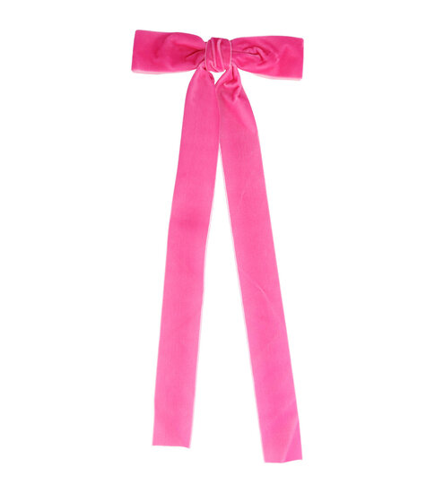 2104417509 Haarspeld Patentspeld Strik 15cm – Velvet Stof – Linten 35cm – Handmade – Fuchsia Roze