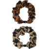 2104584453 Haarelastiek Scrunchie – Hair-Tie Panterprint – Gladde Stof – Bruin – Set van 2