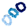 Haarelastiek Scrunchie – Basic Smal – Velvet Stof – Blauw – Set van 3