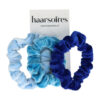Haarelastiek Scrunchie – Basic Smal – Velvet Stof – Blauw – Set van 3