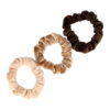 Haarelastiek Scrunchie – Basic Smal – Velvet Stof – Bruin Beige – Set van 3