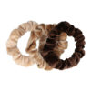 Haarelastiek Scrunchie – Basic Smal – Velvet Stof – Bruin Beige – Set van 3