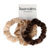 Haarelastiek Scrunchie – Basic Smal – Velvet Stof – Bruin Beige – Set van 3