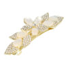 2104693026 Haarspeld Patentspeld Bloemvorm 8cm – Metaal – Platte Parelstenen & Strass Stenen – Goud/Crème