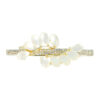 2105422194 Haarspeld Patentspeld Blad 6,5cm – Metaal – Platte Parelstenen & Strass Stenen – Goud/Crème