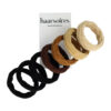 2106378714 Haarelastieken basic - Endless geribbeld - Bruin zwart beige - Set van 7