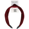 2107033530 Haarband Diadeem 3cm – Knoop – Velvet Stof & Glitter Zilverdraad – Donkerrood