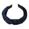 2107033557 Haarband Diadeem 3cm – Knoop – Velvet Stof & Glitter Zilverdraad – Donkerblauw