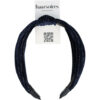 2107033563 Haarband Diadeem 3cm – Knoop – Velvet Stof & Glitter Zilverdraad – Donkerblauw