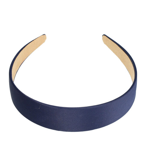 2107070592 Haarband Diadeem 3cm – Satijnen Stof – Effen Kleur – Donkerblauw