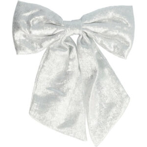 Haarspeld Patentspeld Strik 15cm – Glitter Glans Stof – Hand Made – Zilver