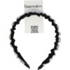 2107730145 Haarband Diadeem 1,5cm – Gegolfde Vorm – Glitter Steentjes & Gladde Stof – Zwart Zilver