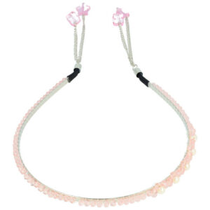 Haarband Diadeem 0,5cm – Facetkralen & Ketting Sliertjes – Metaal – Zilver Roze