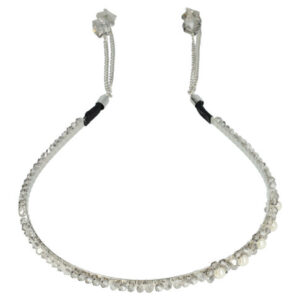 Haarband Diadeem 0,5cm – Facetkralen & Ketting Sliertjes – Metaal – Zilver Grijs