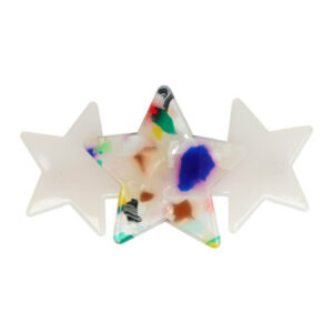 Haarspeld Patentspeld Sterren 7cm – Marmer Patroon – Anti-slip – Wit/Multicolor