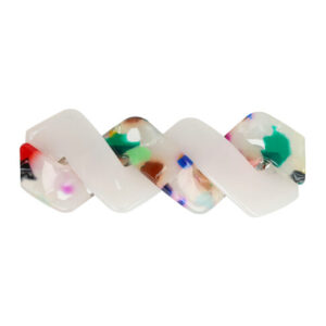 Haarspeld Patentspeld Zigzag 7cm – Marmer Patroon – Anti-slip – Wit/Multicolor