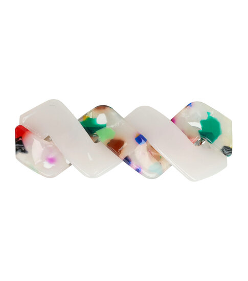 2108122818 Haarspeld Patentspeld Zigzag 7cm – Marmer Patroon – Anti-slip – Wit/Multicolor