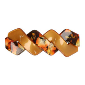 Haarspeld Patentspeld Zigzag 10cm – Marmer Patroon – Anti-slip – Bruin Oranje