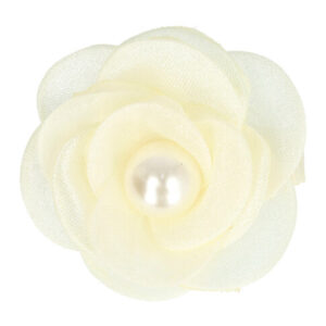 Haarspeld Duckklem 5cm – Roos Bloemvorm met Parel – Creme