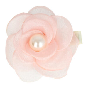 Haarspeld Duckklem 5cm – Roos Bloemvorm met Parel – Roze