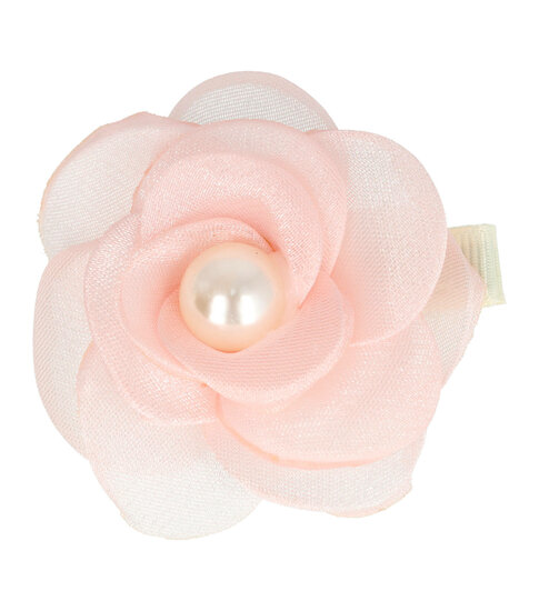 2108250270 Haarspeld Duckklem 5cm – Roos Bloemvorm met Parel – Roze