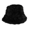 Bucket Hat Hoedje – Fluffy Imitatiebont – One Size – Zwart