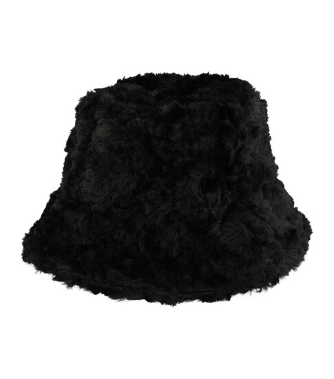 Bucket Hat Hoedje – Fluffy Imitatiebont – One Size – Zwart