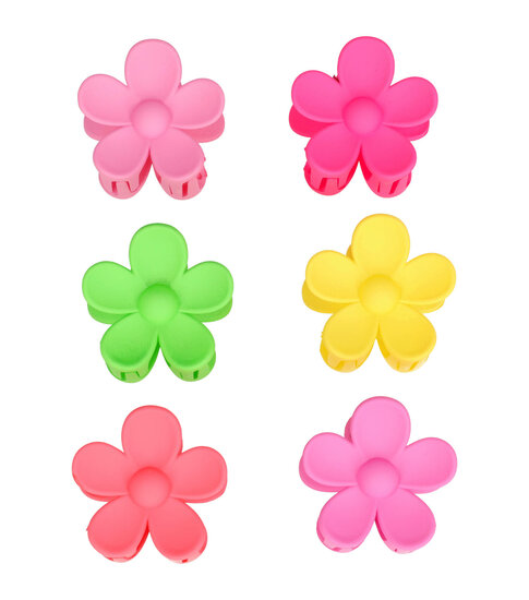 2109419559 Haarspeld Haarklemmen 4cm – Bloemvorm – Roze Geel Groen – Set van 6