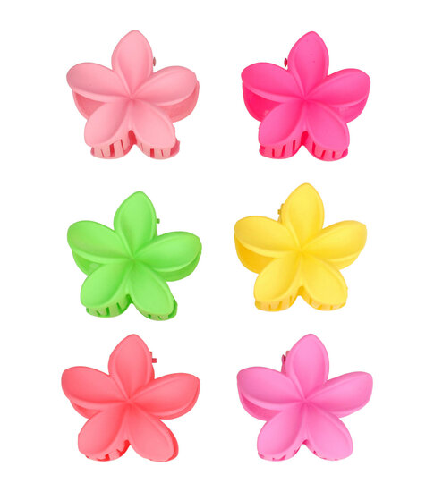 2109419568 Haarspeld Haarklemmen 4cm – Lelie Bloemvorm – Roze Geel Groen – Set van 6