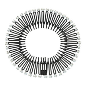 Haarband Diadeem – Kamdiadeem – Zigzag Hartjes – Flexibel Kunststof – Zwart Zilver