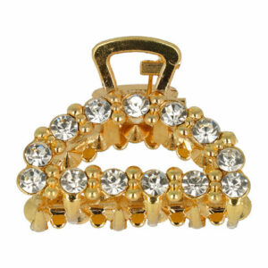 Haarspeld Haarklem 4cm – Halfronde Vorm met Strass Steentjes – Metaal – Goud