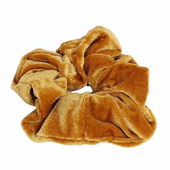 2110563972 Haarelastiek Scrunchie – Basic – Velvet Stof – Okergeel