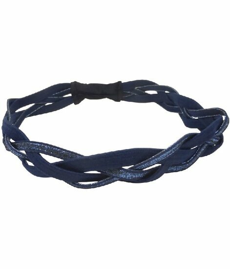 2110564020 Haarband sport - Glitter gevlochten elastiek 3cm - Blauw