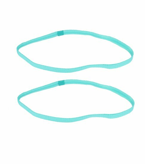 2110564041 Haarband sport - Elastiek anti-slip 1cm - Aqua Blauw - Set van 2